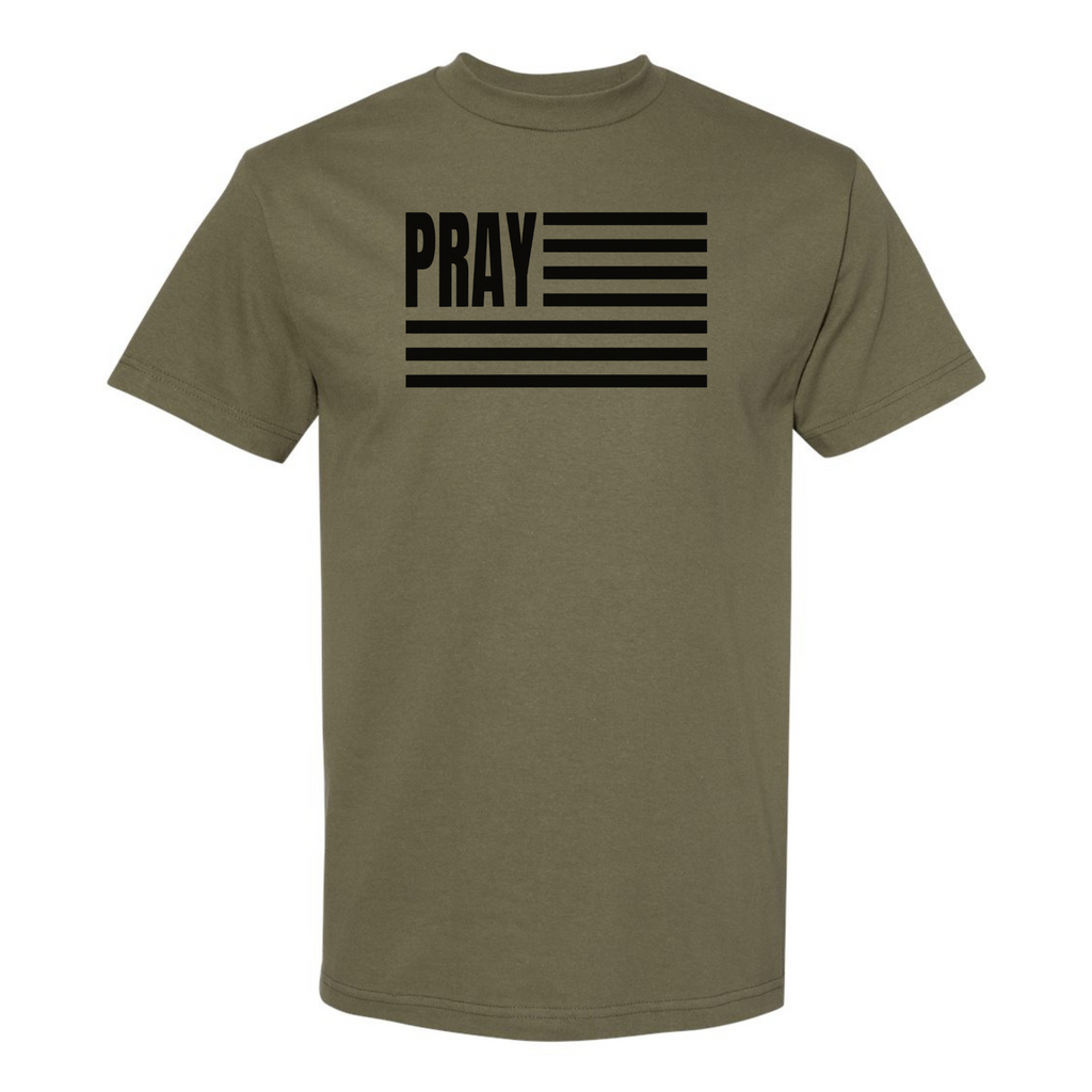 PRAY American Flag T-Shirt, Christian Streetwear, 100% Cotton
